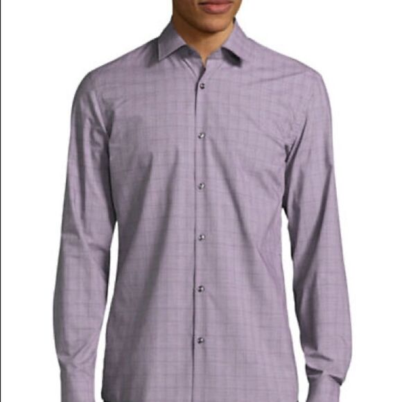 Hugo C-Jenno Check Easy Iron Long Sleeve Shirt-RED-EU 39/US 15.5 - Picture 1 of 3